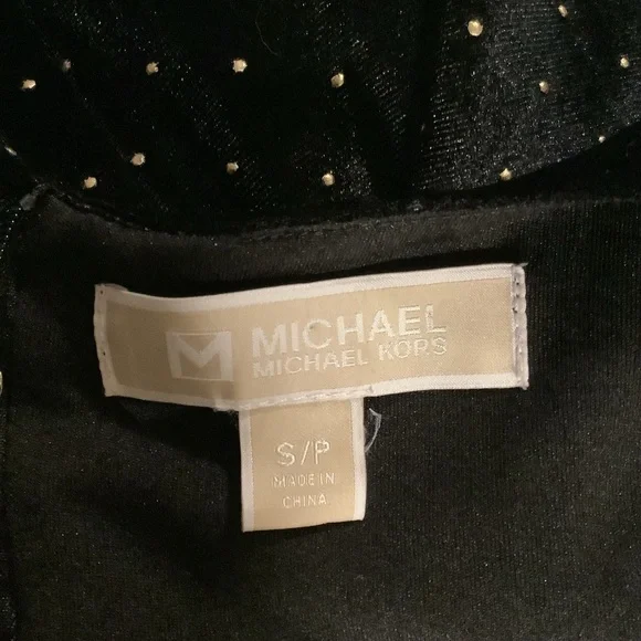 MICHAEL KORS BLACK VELVET GOLD DOTS WIDE LEG JUMPSUIT S - Picture 11 of 12